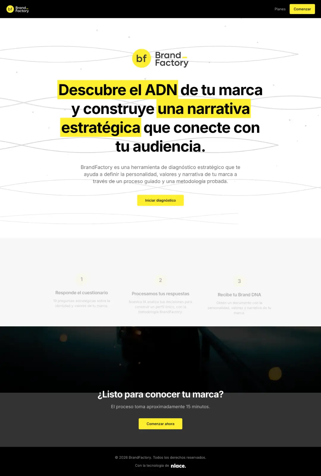 Captura de BrandFactory — Plataforma propia · Marca