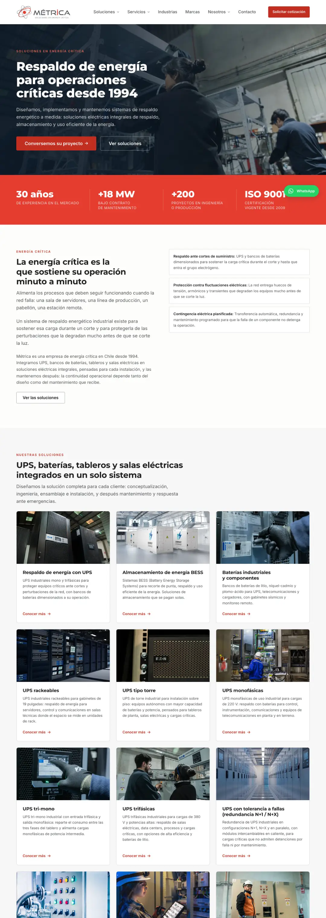 Captura de Métrica — Energía · Respaldo industrial